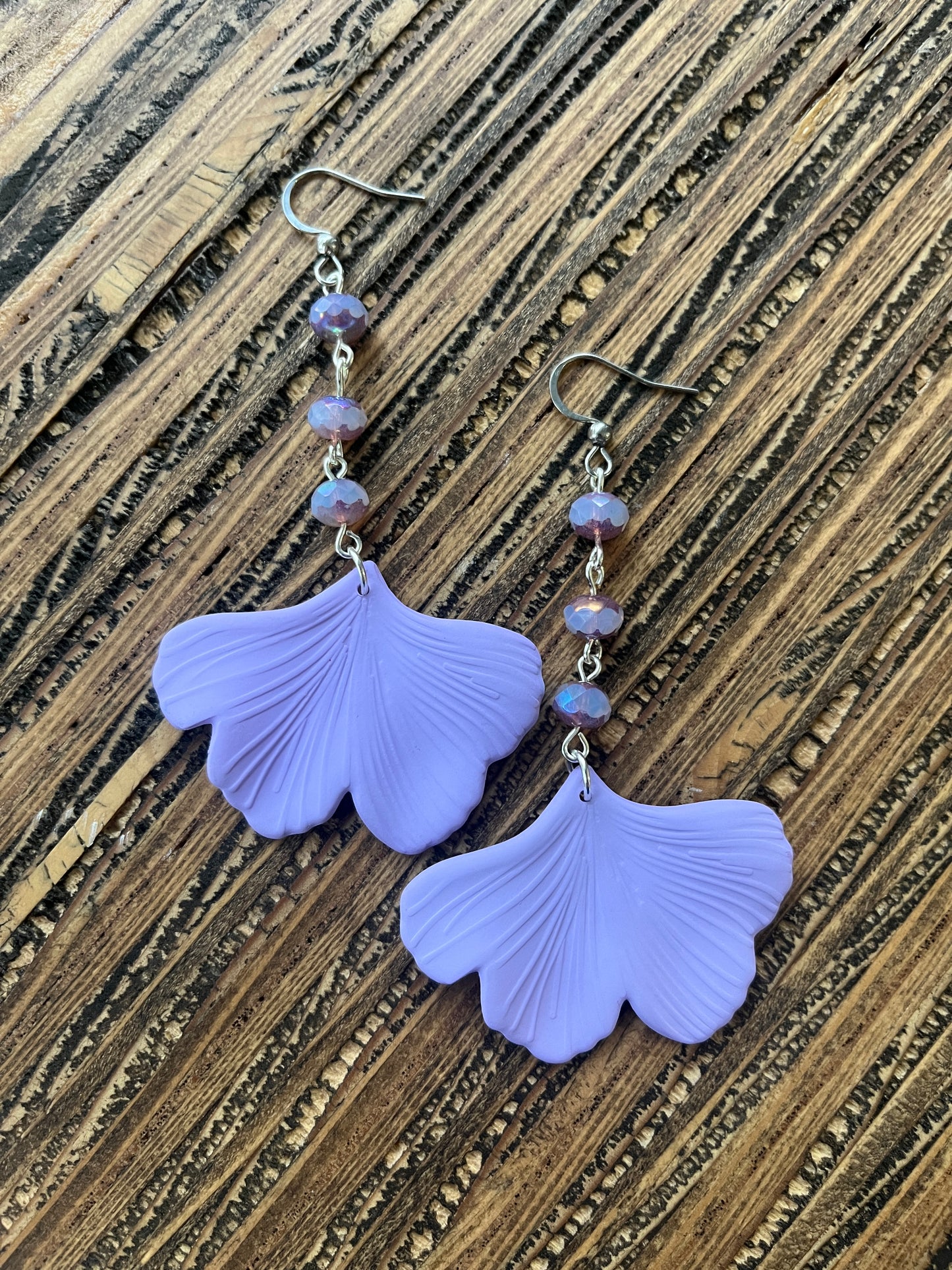 Lilac Ginkgo Petal Drop Earrings