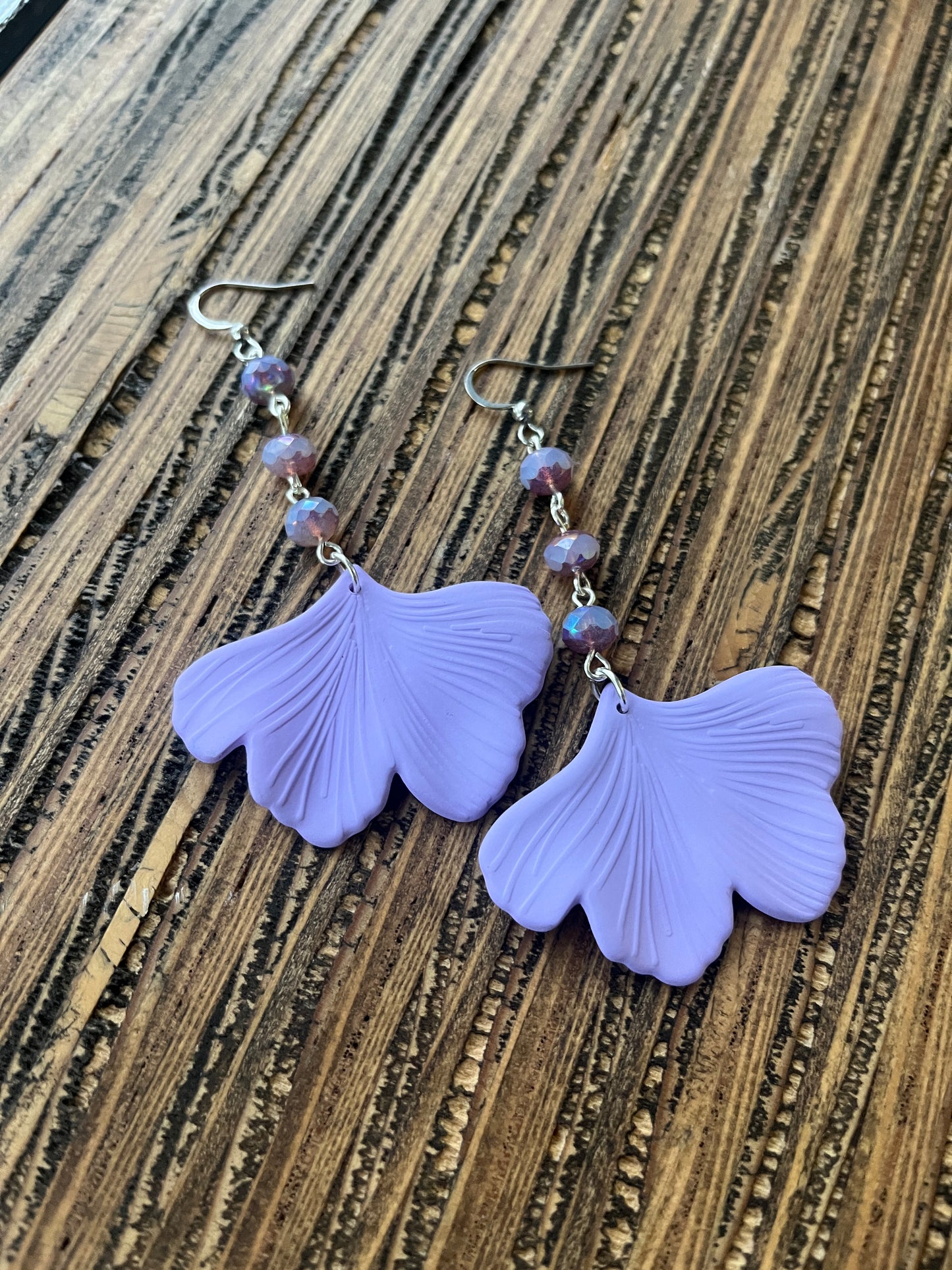 Lilac Ginkgo Petal Drop Earrings