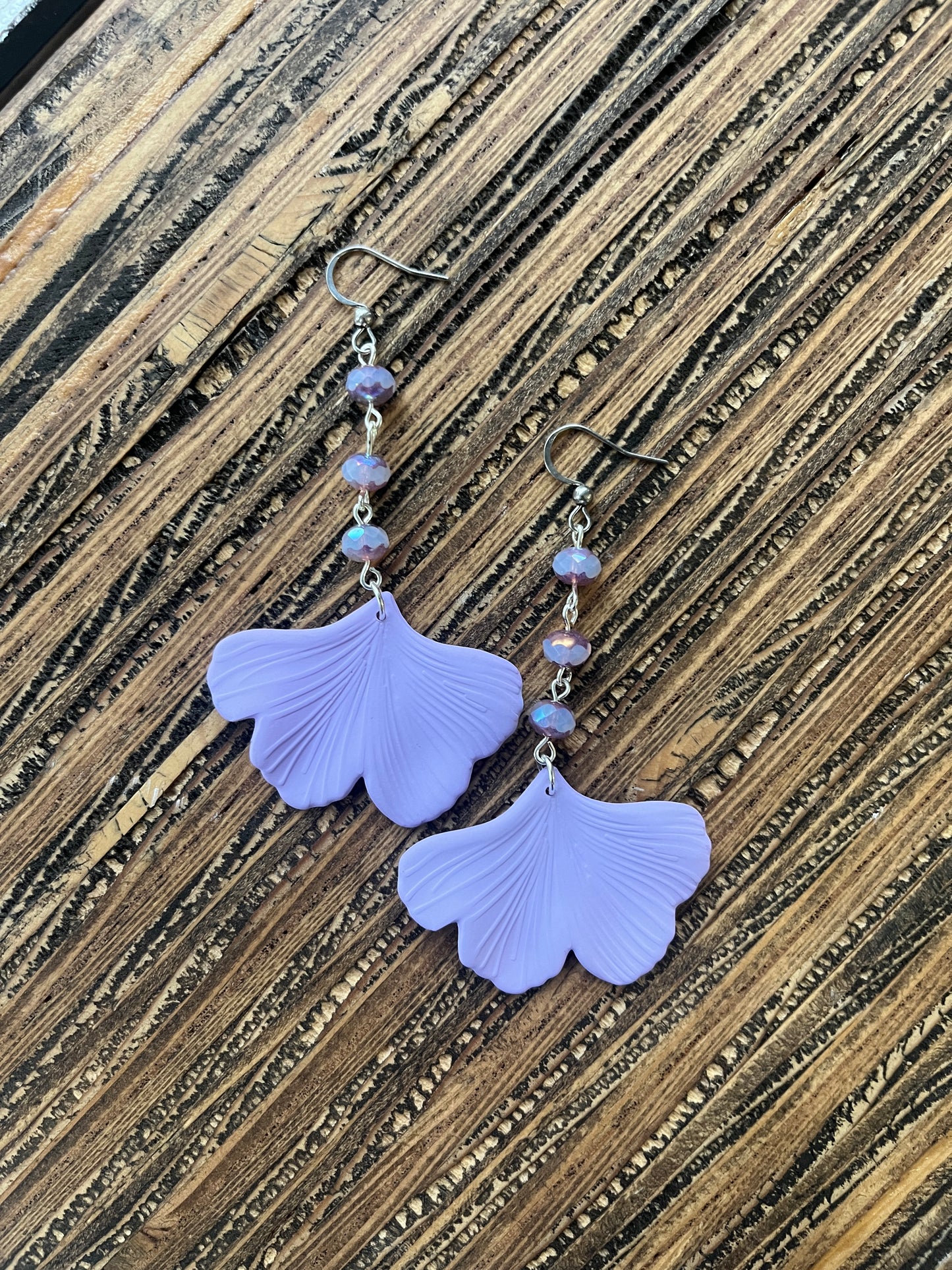 Lilac Ginkgo Petal Drop Earrings