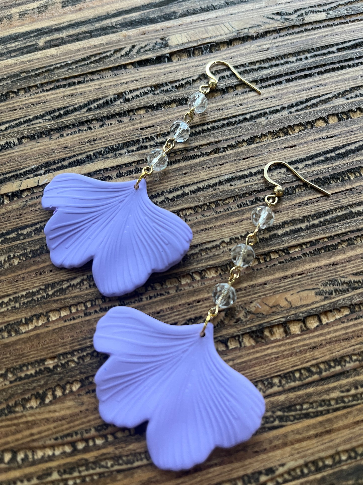 Lilac Ginkgo Petal Drop Earrings