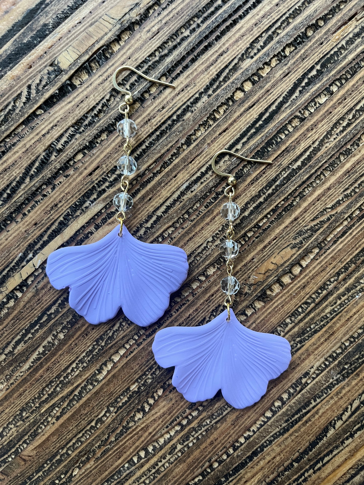 Lilac Ginkgo Petal Drop Earrings