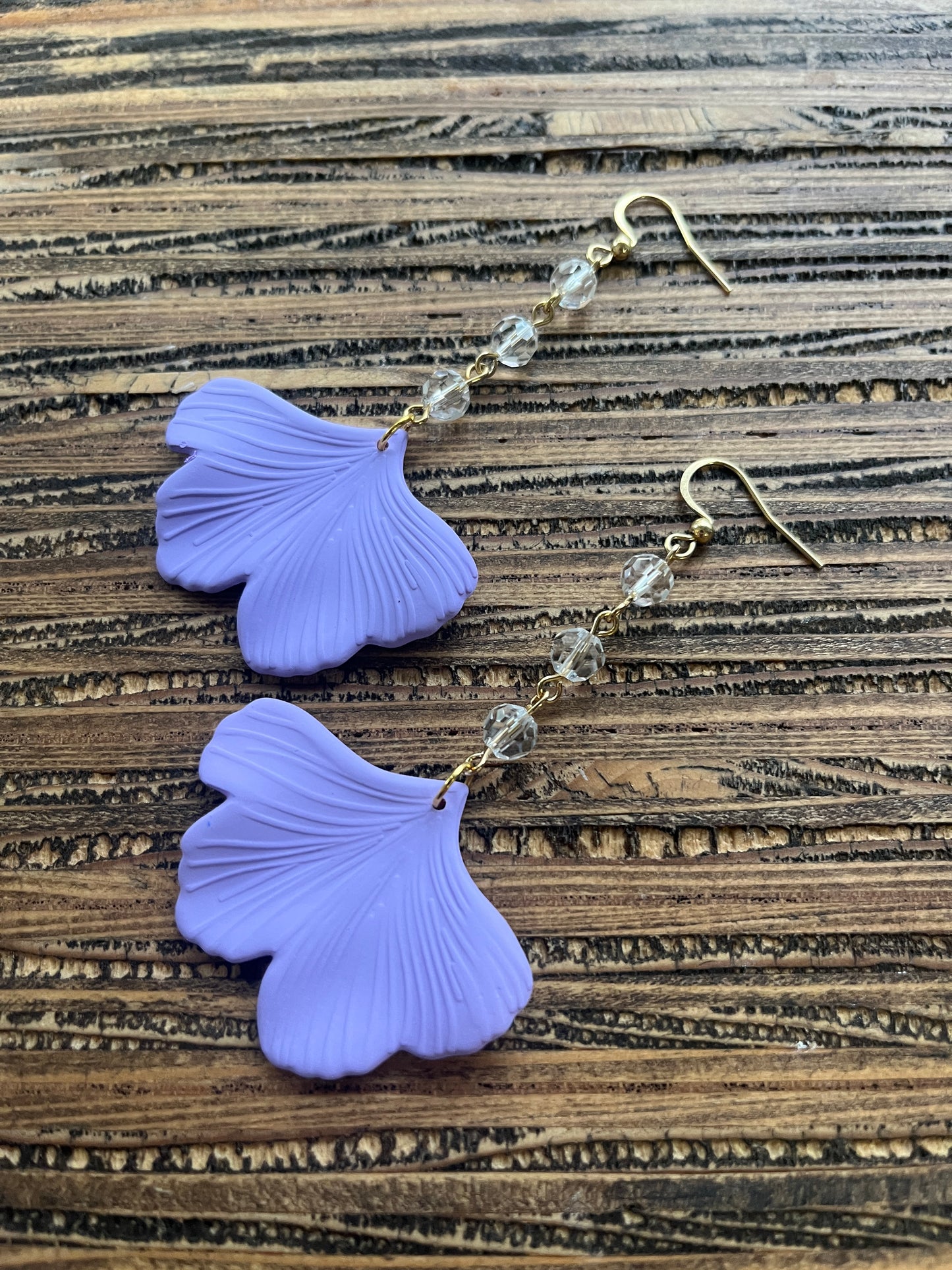 Lilac Ginkgo Petal Drop Earrings