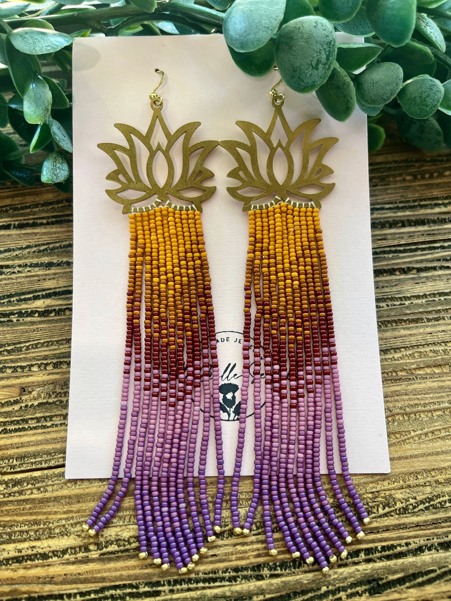 Extra Long Sunrise Fringe Lotus Earrings