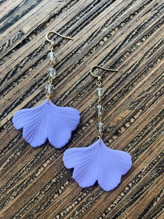 Lilac Ginkgo Petal Drop Earrings